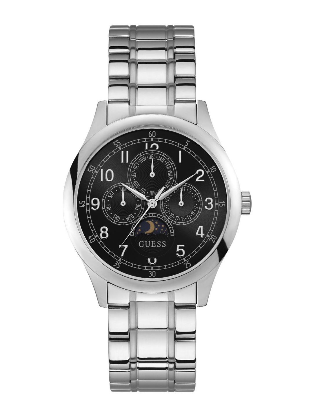 GUESS Men Brass Dial & Stainless Steel Bracelet Style Straps Analogue Watch W1110G1, Black
GUESS Men Brass Dial & Stainless Steel Bracelet Style Straps Analogue Watch W1110G1, Black