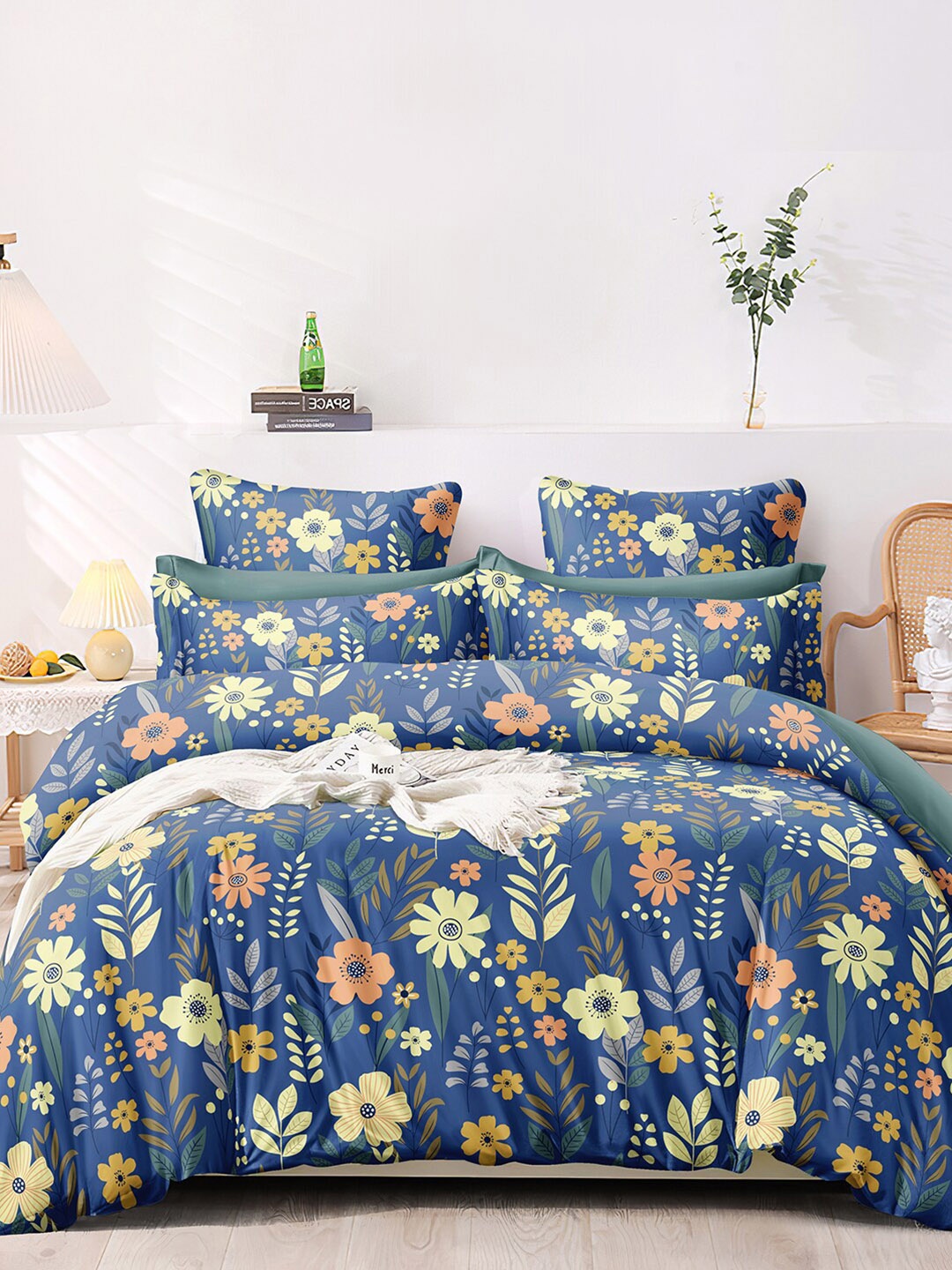 AEROHAVEN Premium Blue & Yellow Floral Cotton 300 TC King Bedsheet with 2 Pillow Covers
AEROHAVEN Premium Blue & Yellow Floral Cotton 300 TC King Bedsheet with 2 Pillow Covers