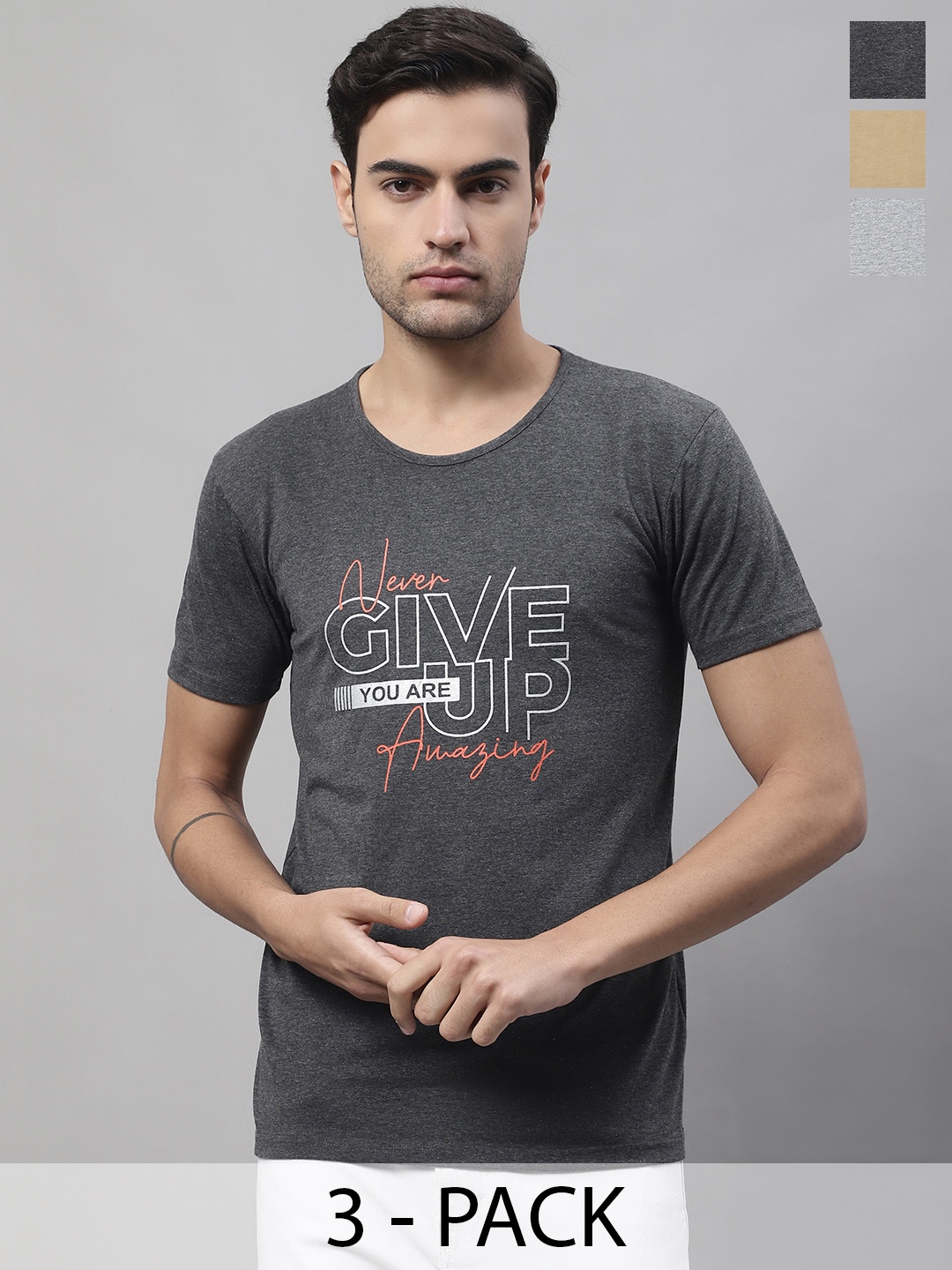 MACK JONNEY Pack Of 3 Typography Printed Round Neck Regular Fit Cotton Casual T-Shirt, Grey
MACK JONNEY Pack Of 3 Typography Printed Round Neck Regular Fit Cotton Casual T-Shirt, Grey