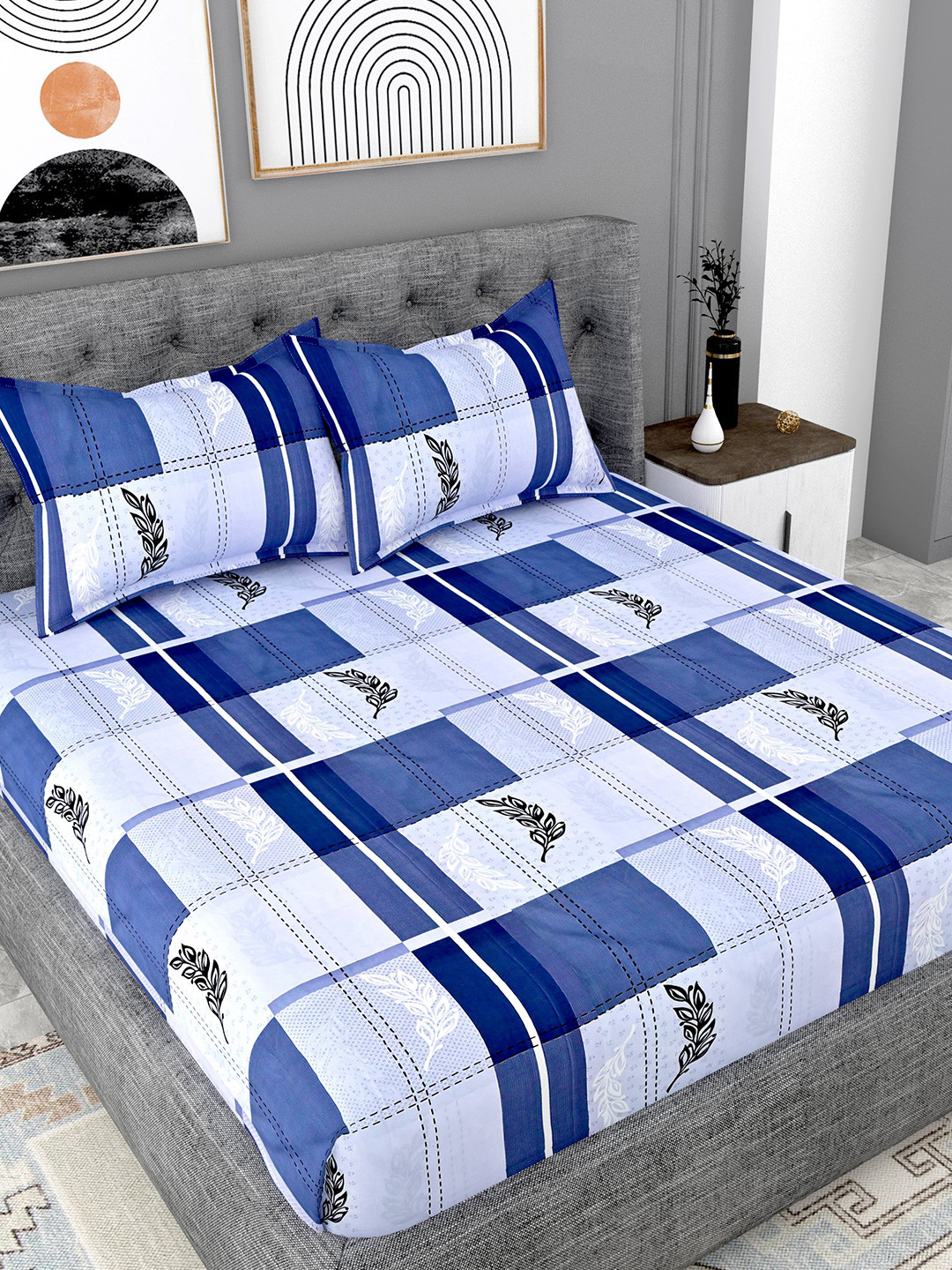 Lali Prints Blue & White Geometric Cotton 180 TC Super King Bedsheet With 2 Pillow Covers
Lali Prints Blue & White Geometric Cotton 180 TC Super King Bedsheet With 2 Pillow Covers