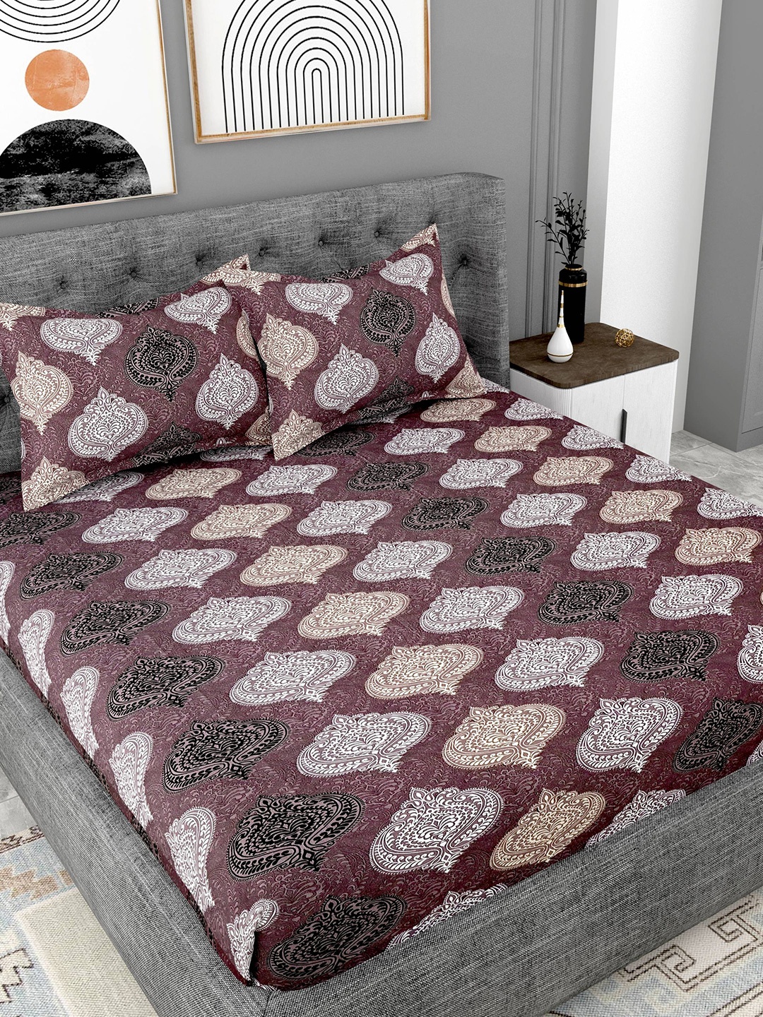 Lali Prints Maroon Ethnic Motifs Cotton 180 TC Super King Bedsheet & 2 Pillow Covers
Lali Prints Maroon Ethnic Motifs Cotton 180 TC Super King Bedsheet & 2 Pillow Covers