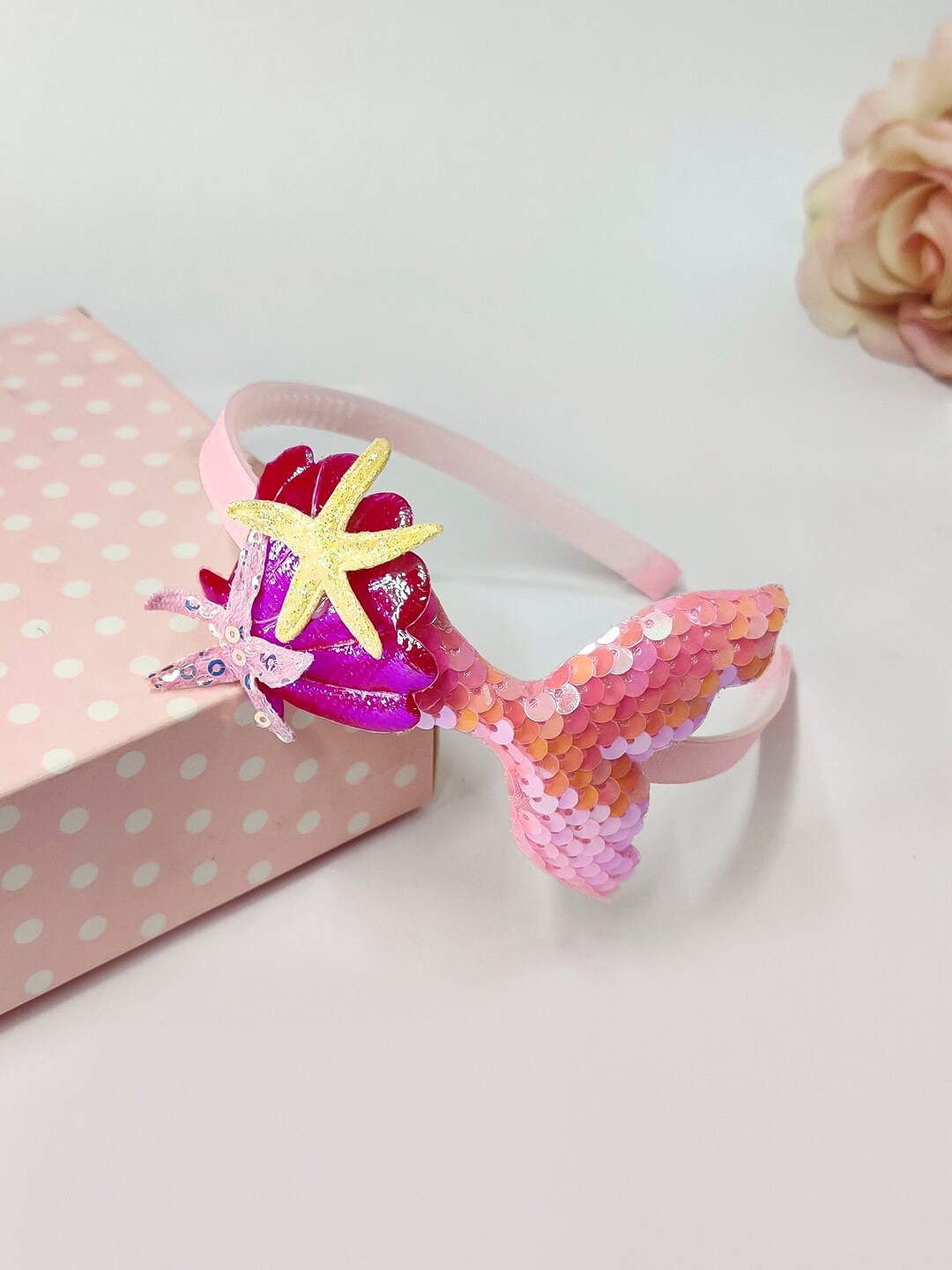 The Magic Wand Girls Peach-Coloured & Pink Embellished Hairband