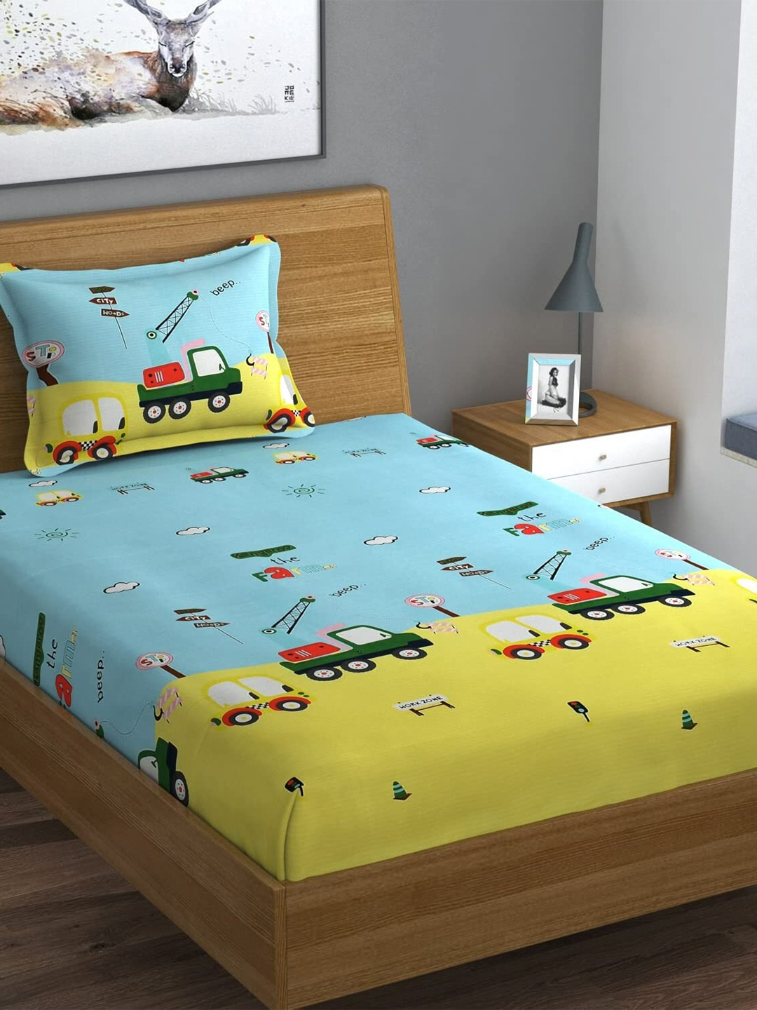 Home SizzlerBlue&Green Cartoon Characters Microfibre144TC Single1Bedsheetwith1Pillow Cover, Blue
Home SizzlerBlue&Green Cartoon Characters Microfibre144TC Single1Bedsheetwith1Pillow Cover, Blue