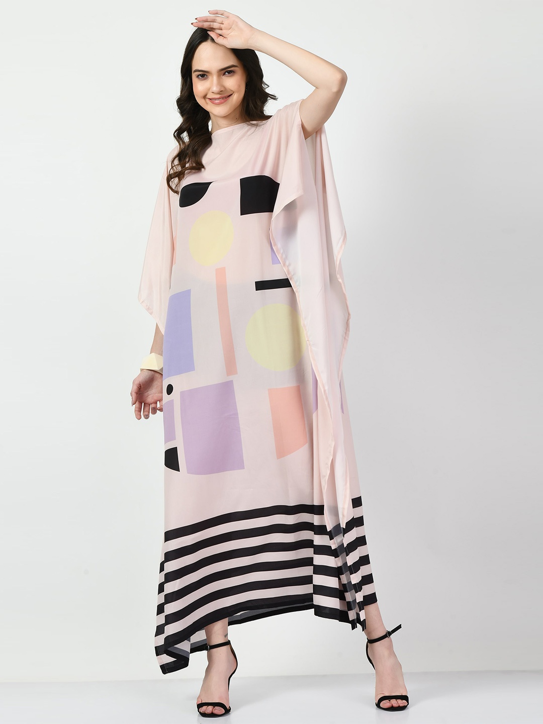 Navvi Geometric Printed Boat Neck Slit Sleeve Kaftan Maxi Dress, Peach
Navvi Geometric Printed Boat Neck Slit Sleeve Kaftan Maxi Dress, Peach