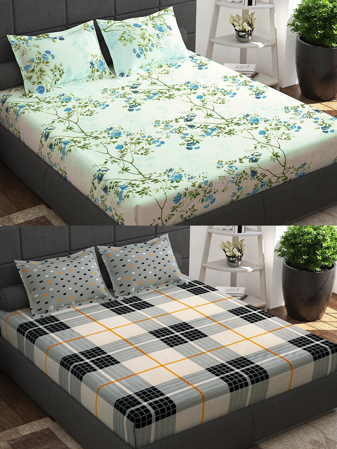Story@home Ventura Black & Grey Floral 152 TC 2 Queen Bedsheet with 4 Pillow Covers
Story@home Ventura Black & Grey Floral 152 TC 2 Queen Bedsheet with 4 Pillow Covers