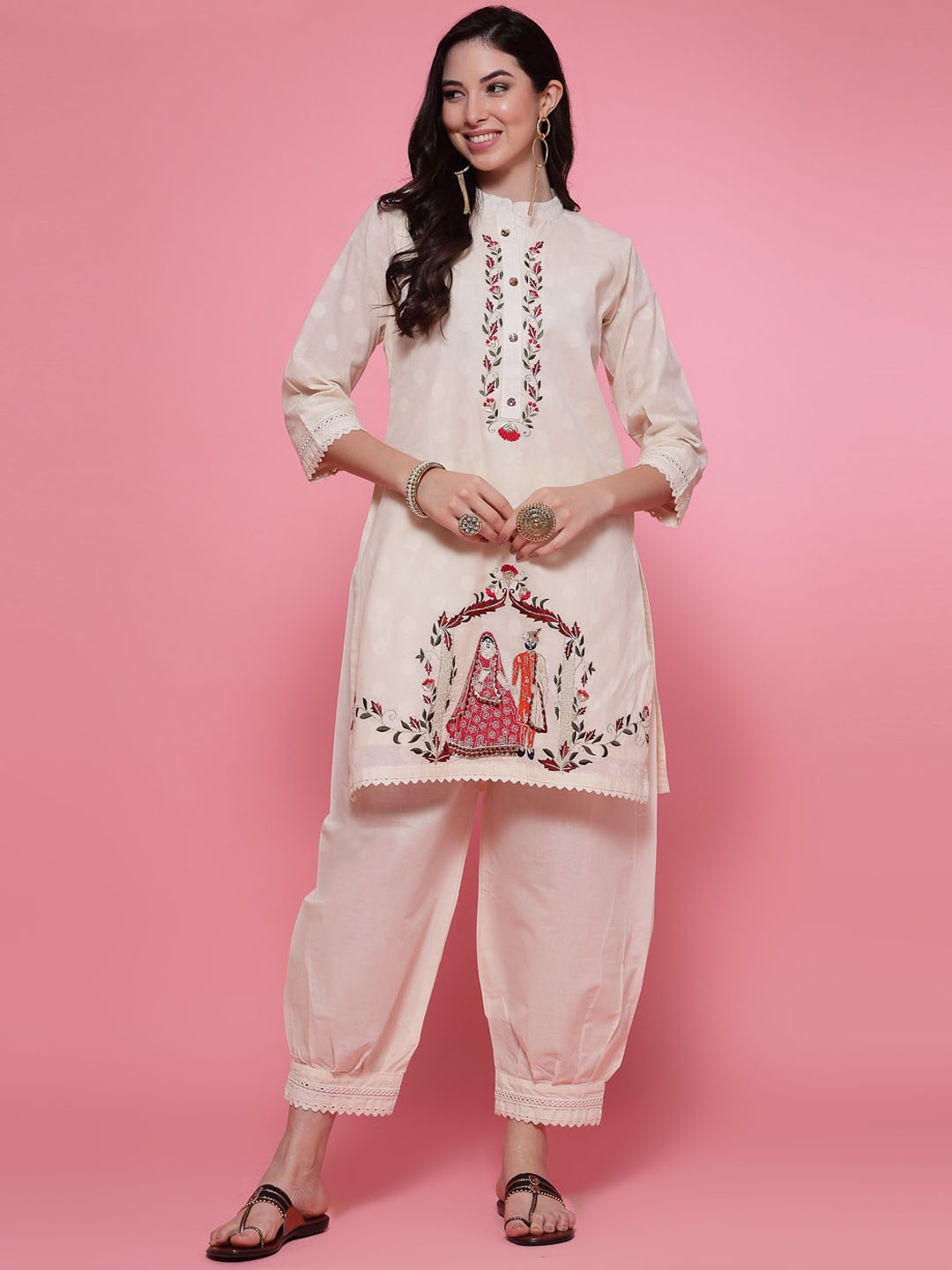Clora Creation EEthnic Motifs Embroidered Pure Cotton Kurta With Afghani Salwar, Off white
Clora Creation EEthnic Motifs Embroidered Pure Cotton Kurta With Afghani Salwar, Off white