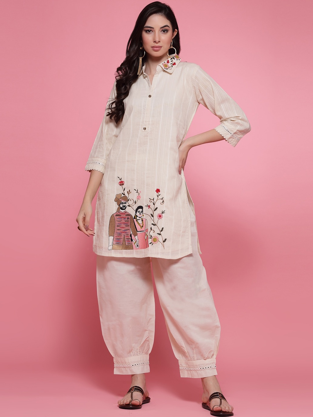 Clora Creation Ethnic Embroidered Pure Cotton Straight Kurta With Palazzo, Off white
Clora Creation Ethnic Embroidered Pure Cotton Straight Kurta With Palazzo, Off white