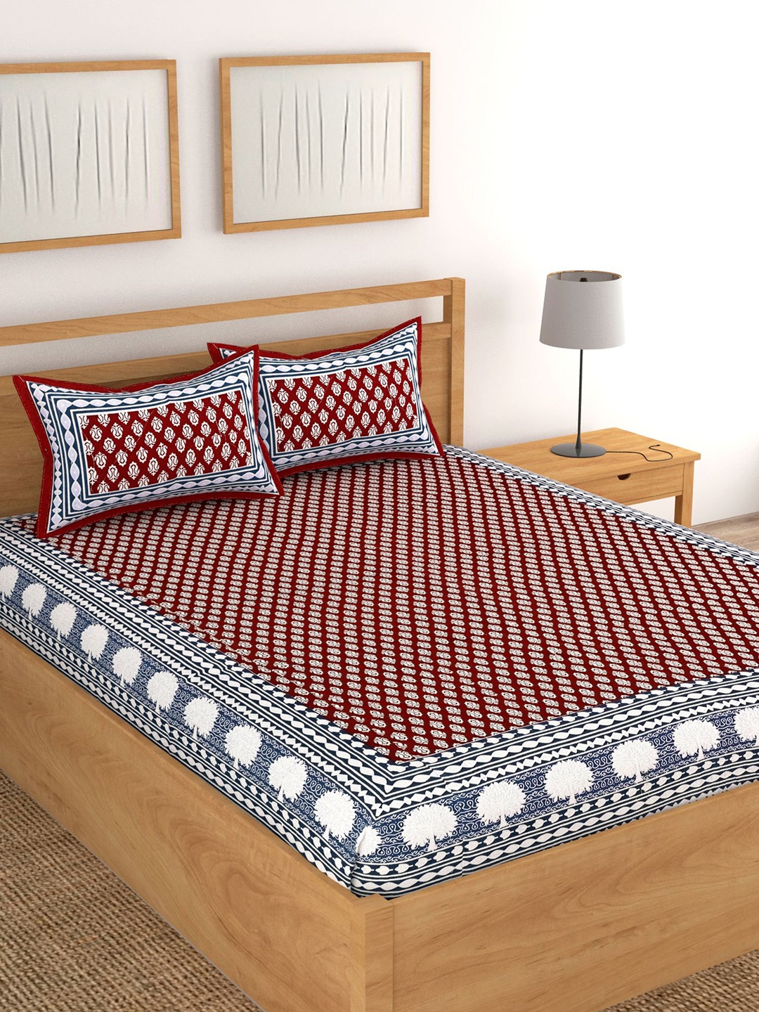 Lali Prints Maroon & Grey Ethnic Motifs Cotton 130 TC Queen Bedsheet with 2 Pillow Covers
Lali Prints Maroon & Grey Ethnic Motifs Cotton 130 TC Queen Bedsheet with 2 Pillow Covers