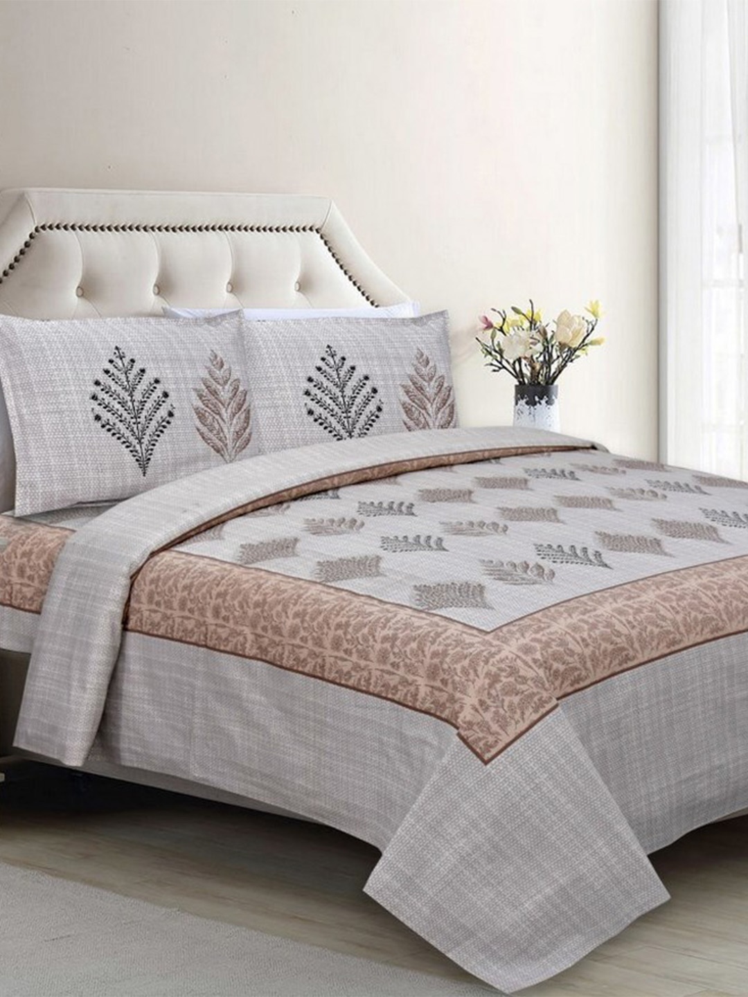 Lali Prints Brown & Grey Ethnic Motifs Cotton 130 TC Queen Bedsheet with 2 Pillow Covers
Lali Prints Brown & Grey Ethnic Motifs Cotton 130 TC Queen Bedsheet with 2 Pillow Covers