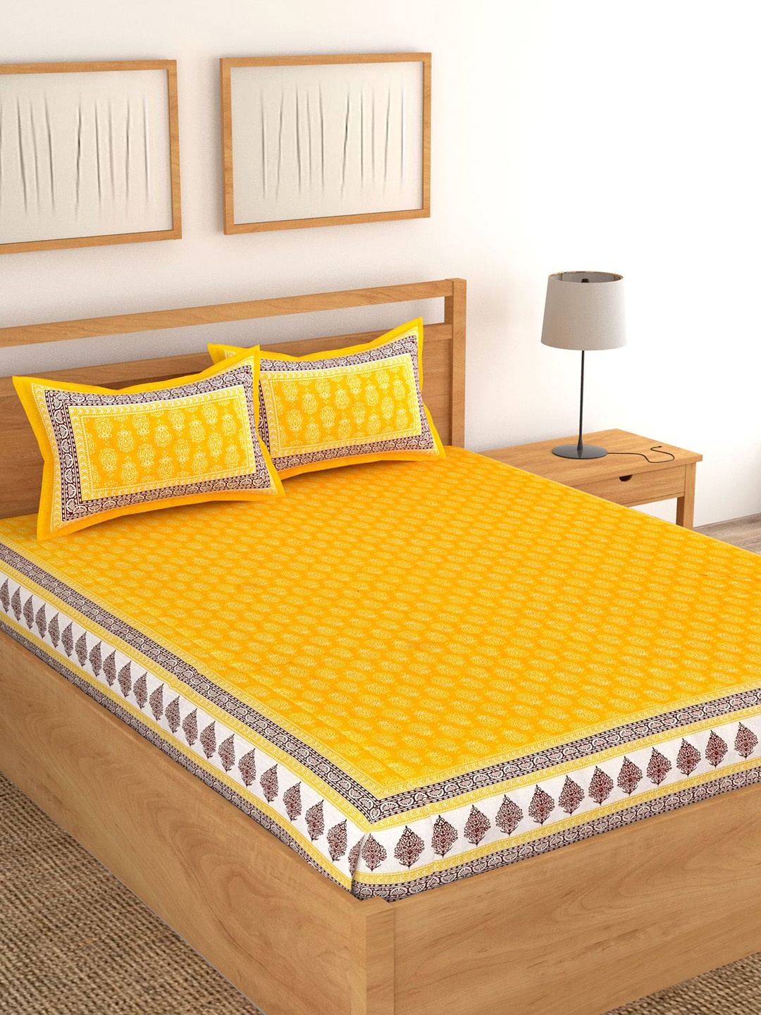 Lali Prints Yellow & White Printed Cotton 130 TC Queen Bedsheet With 2 Pillow Covers
Lali Prints Yellow & White Printed Cotton 130 TC Queen Bedsheet With 2 Pillow Covers