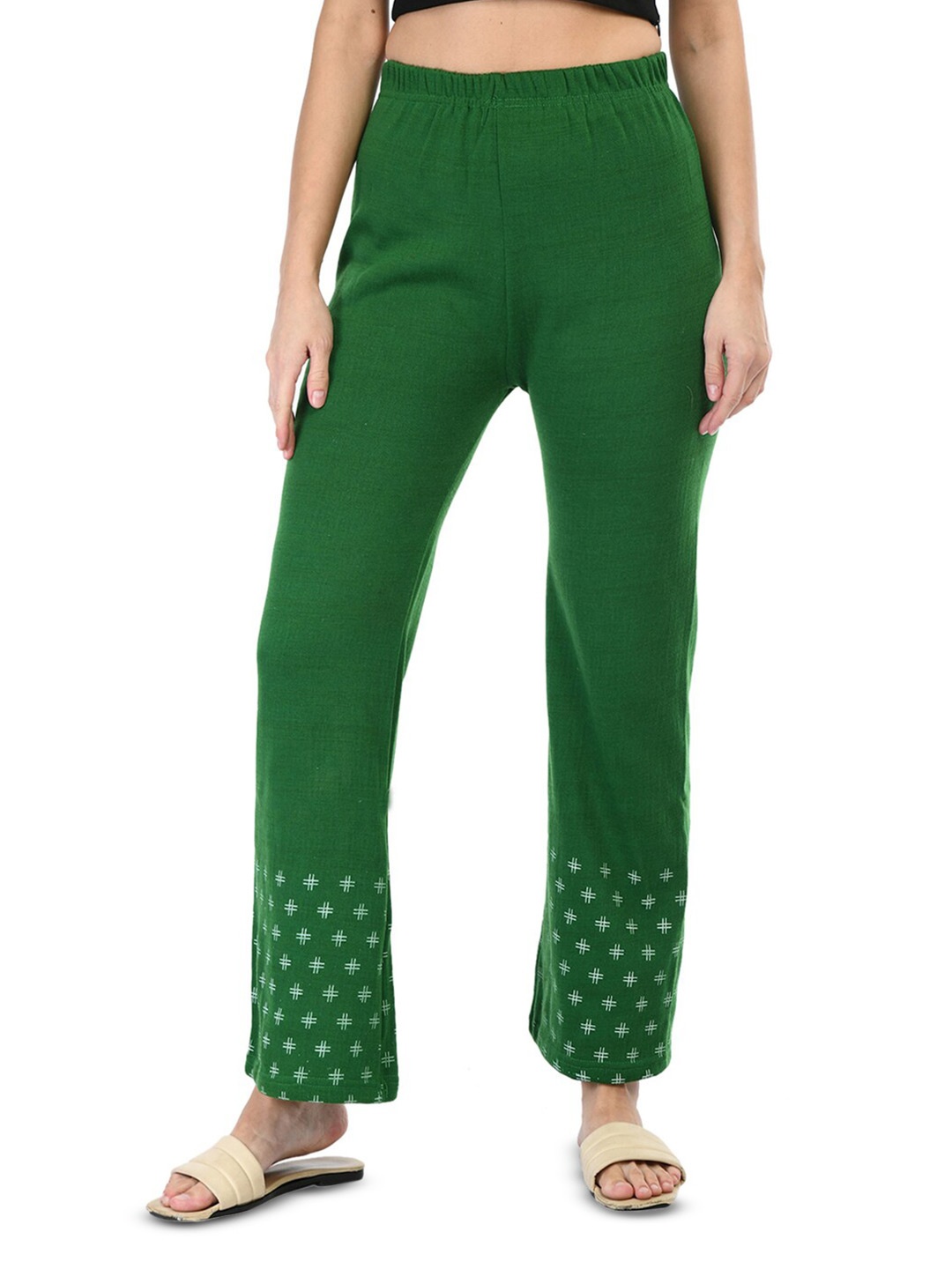 IndiWeaves Women Geometric Hem Design Straight Fit Knitted Woolen Warm Palazzos, Green
IndiWeaves Women Geometric Hem Design Straight Fit Knitted Woolen Warm Palazzos, Green