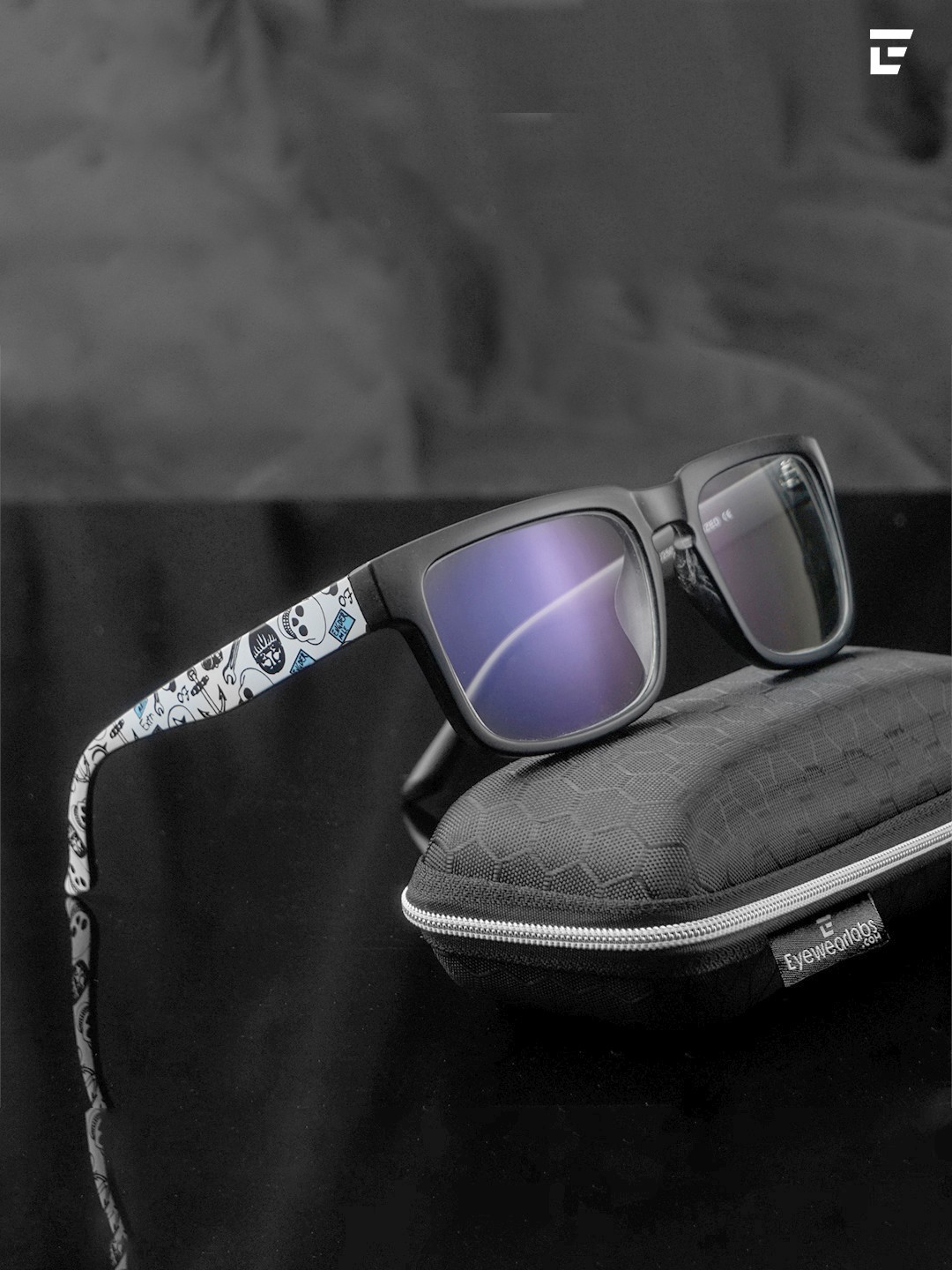 Eyewearlabs Dark-Skull Blue Unisex Abstract Printed Full Rim Square Frames With Hard Case, Black
Eyewearlabs Dark-Skull Blue Unisex Abstract Printed Full Rim Square Frames With Hard Case, Black