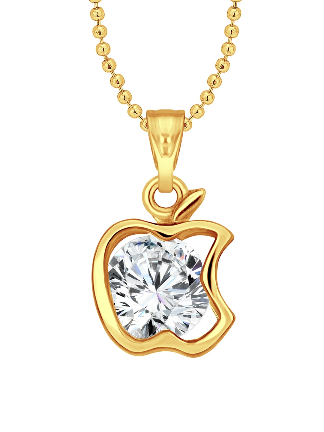 Vighnaharta Gold-Plated CZ Stone Studded Creation Apple Solitaire Pendant With Chain
Vighnaharta Gold-Plated CZ Stone Studded Creation Apple Solitaire Pendant With Chain