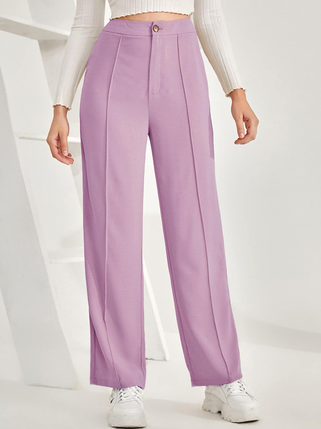 SHEETAL Associates Women Norma Straight Fit High-Rise Easy Wash Parallel Trousers, Purple
SHEETAL Associates Women Norma Straight Fit High-Rise Easy Wash Parallel Trousers, Purple