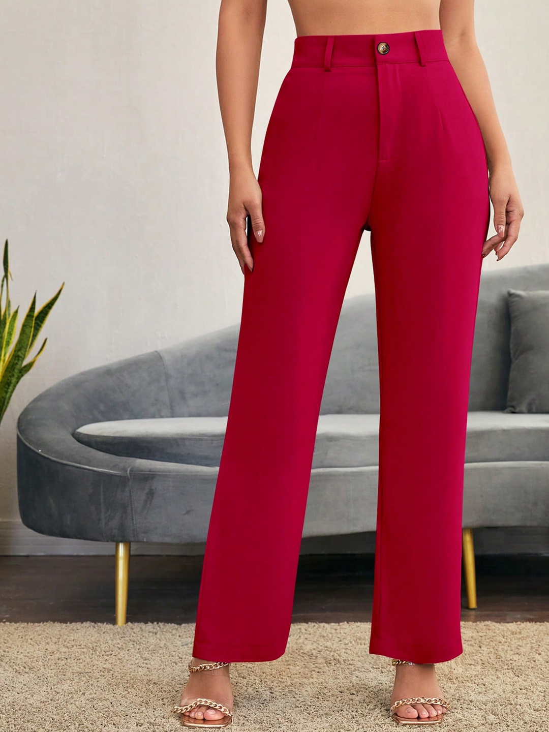 SHEETAL Associates Women Norma Straight Fit High-Rise Easy Wash Parallel Trousers, Magenta
SHEETAL Associates Women Norma Straight Fit High-Rise Easy Wash Parallel Trousers, Magenta