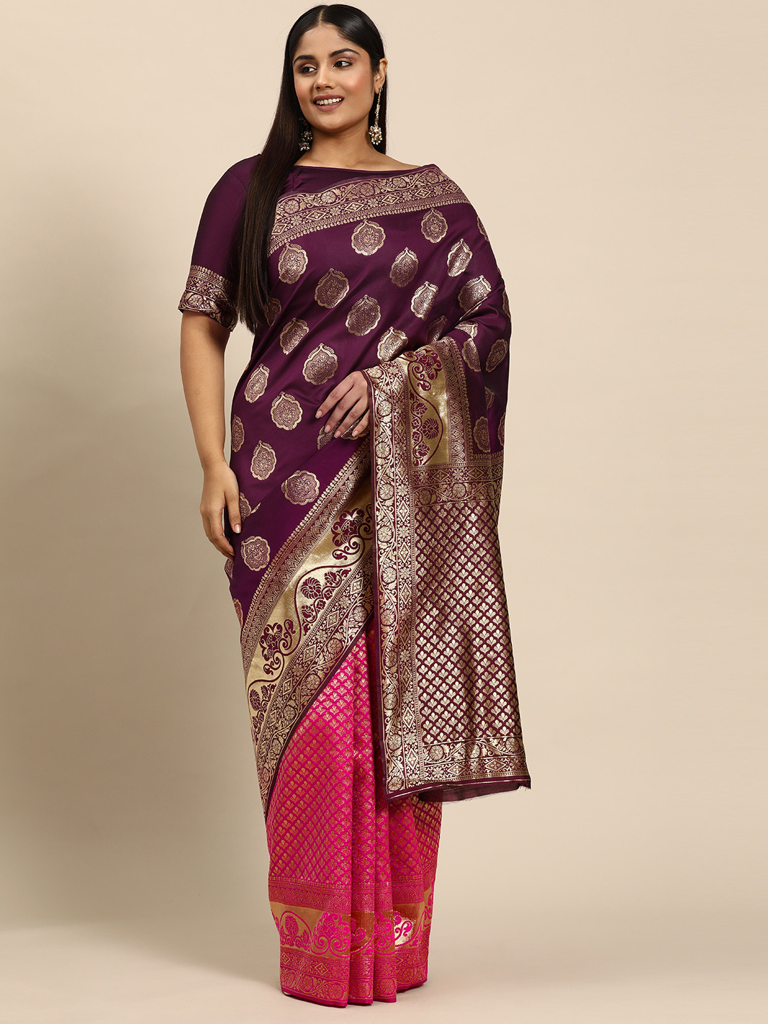 Sztori Woven Design Ethnic Motifs Zari Kanjeevaram Saree, Violet 
Sztori Woven Design Ethnic Motifs Zari Kanjeevaram Saree, Violet