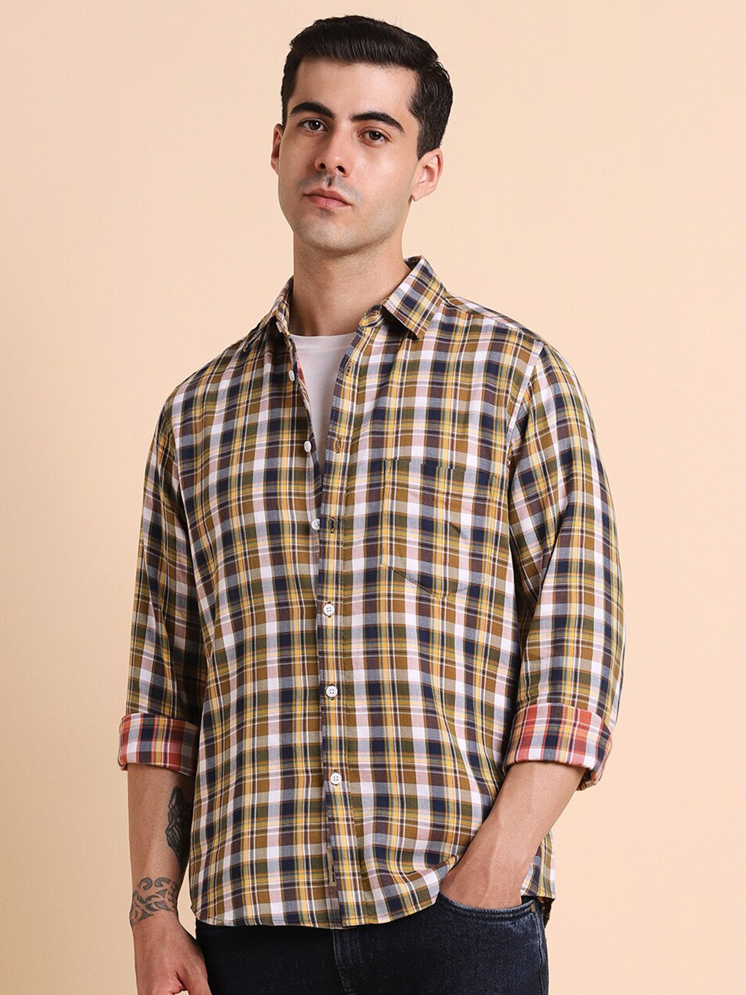 Dennis Lingo Slim Fit Tartan Checks Spread Collar Long Sleeve Pure Cotton Casual Shirt, Yellow
Dennis Lingo Slim Fit Tartan Checks Spread Collar Long Sleeve Pure Cotton Casual Shirt, Yellow