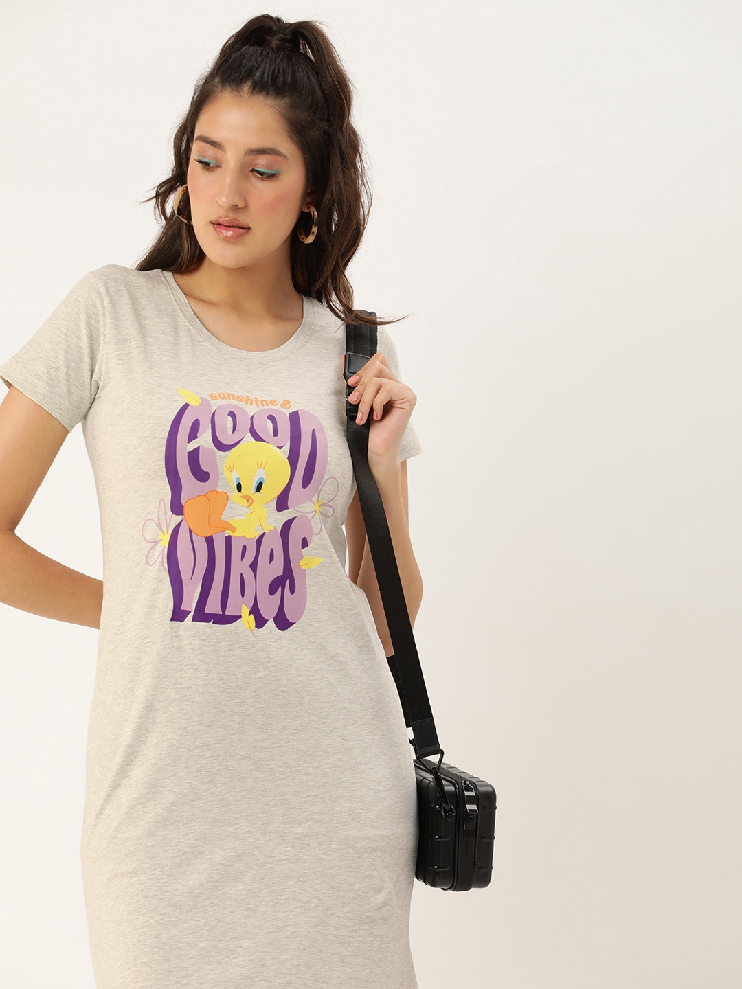 Kook N Keech Looney Tunes Comfy Fit Tweety Bird Graphic Printed Cotton T-shirt Dress, Grey melange
Kook N Keech Looney Tunes Comfy Fit Tweety Bird Graphic Printed Cotton T-shirt Dress, Grey melange