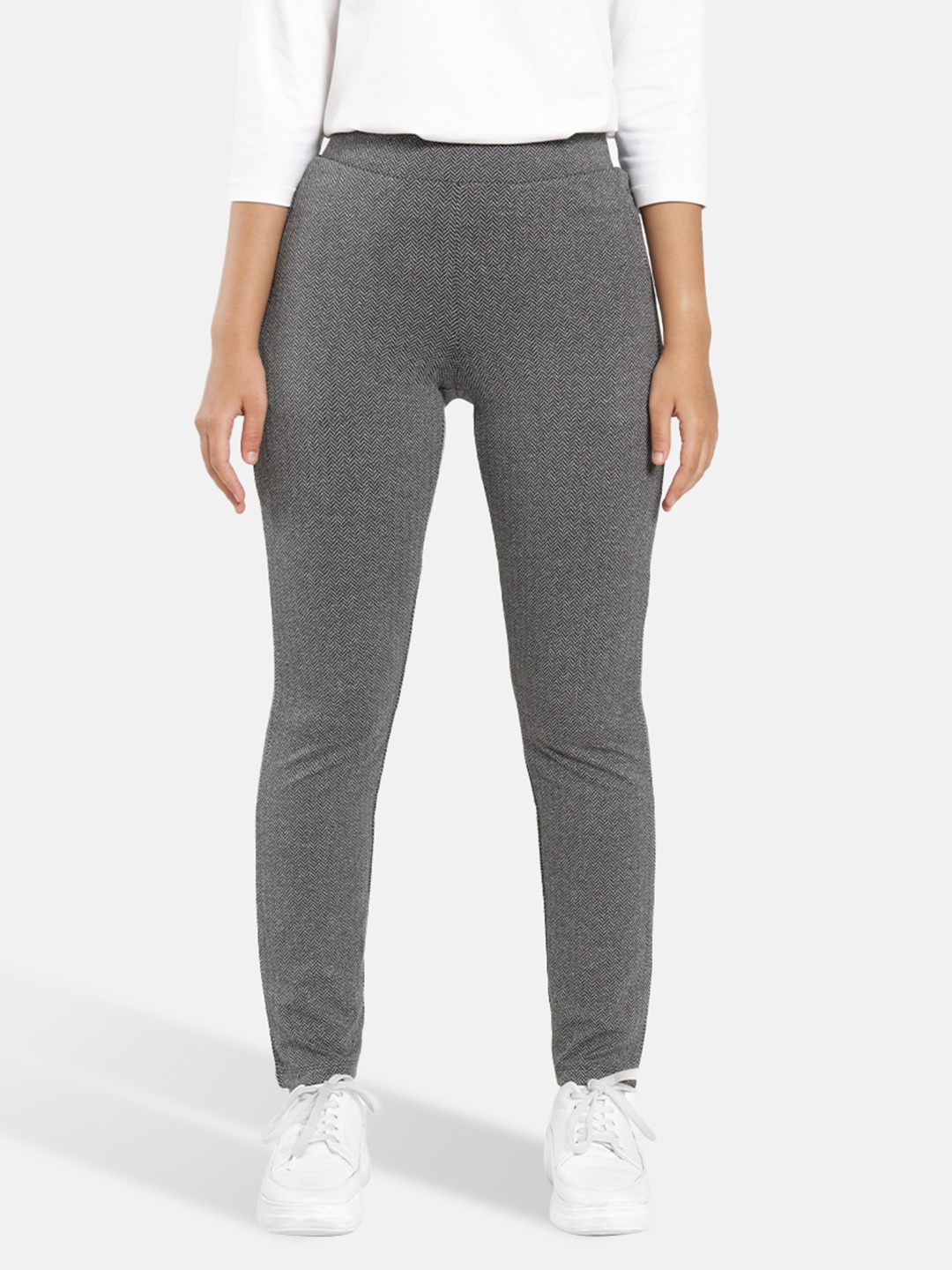 Blissclub Women Self Design Tailored Straight Fit High-Rise Wrinkle Free Trousers, Grey
Blissclub Women Self Design Tailored Straight Fit High-Rise Wrinkle Free Trousers, Grey