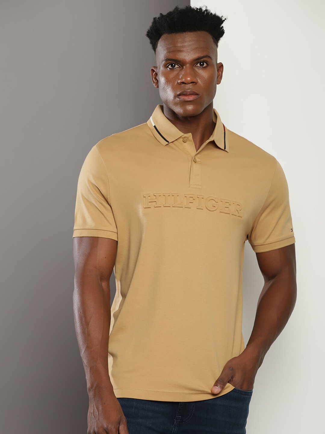 Tommy Hilfiger Typography Printed Polo Collar Regular Fit Cotton Casual T-shirt, Beige
Tommy Hilfiger Typography Printed Polo Collar Regular Fit Cotton Casual T-shirt, Beige
