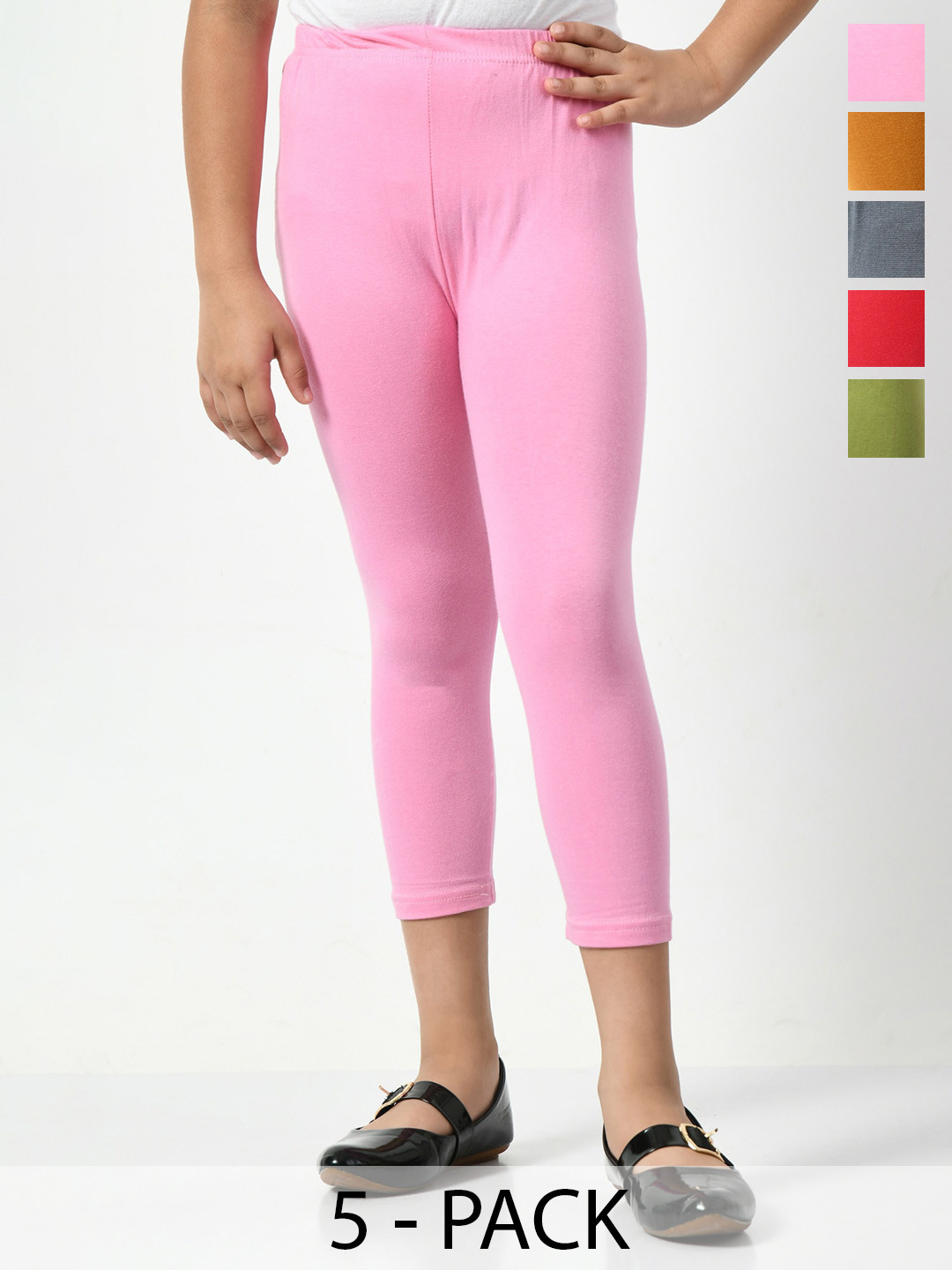 BAESD Girls Pack Of 5 Mid-Rise Skinny Fit Capris, Mustard 
BAESD Girls Pack Of 5 Mid-Rise Skinny Fit Capris, Mustard