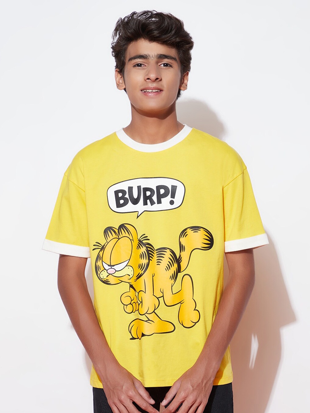 SPUNKIES Boys Garfield Printed Drop-Shoulder Sleeves Organic Cotton Antimicrobial T-shirt, Yellow
SPUNKIES Boys Garfield Printed Drop-Shoulder Sleeves Organic Cotton Antimicrobial T-shirt, Yellow