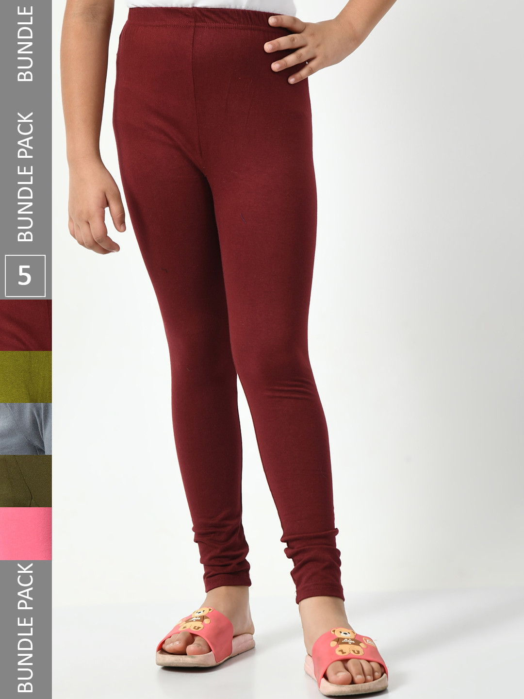 BAESD Girls Pack Of 5 Churidar-Length Leggings, Grey 
BAESD Girls Pack Of 5 Churidar-Length Leggings, Grey