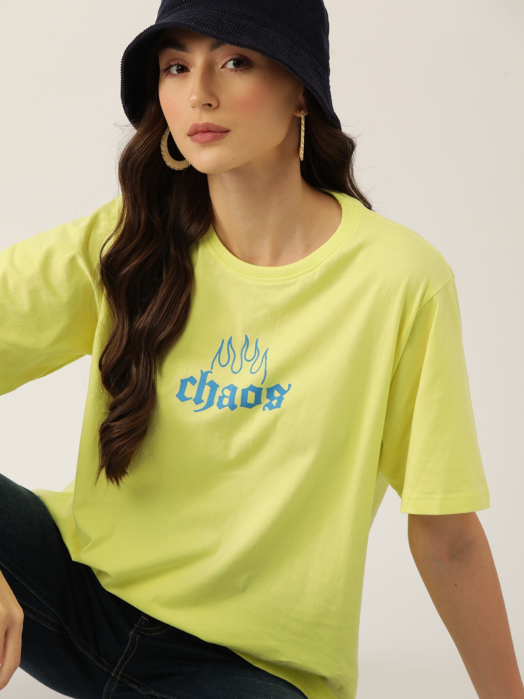 DressBerry Women Typography Printed Drop-Shoulder Sleeves Pure Cotton Loose T-shirt, Yellow
DressBerry Women Typography Printed Drop-Shoulder Sleeves Pure Cotton Loose T-shirt, Yellow