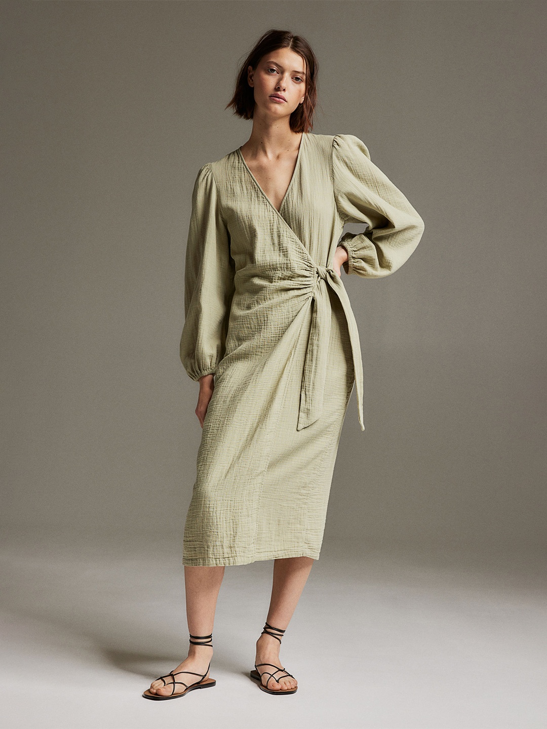 H&M Muslin Wrap Dress, Green