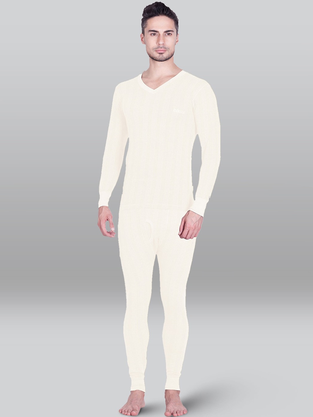 INFERNO Striped Cotton Thermal Set, White