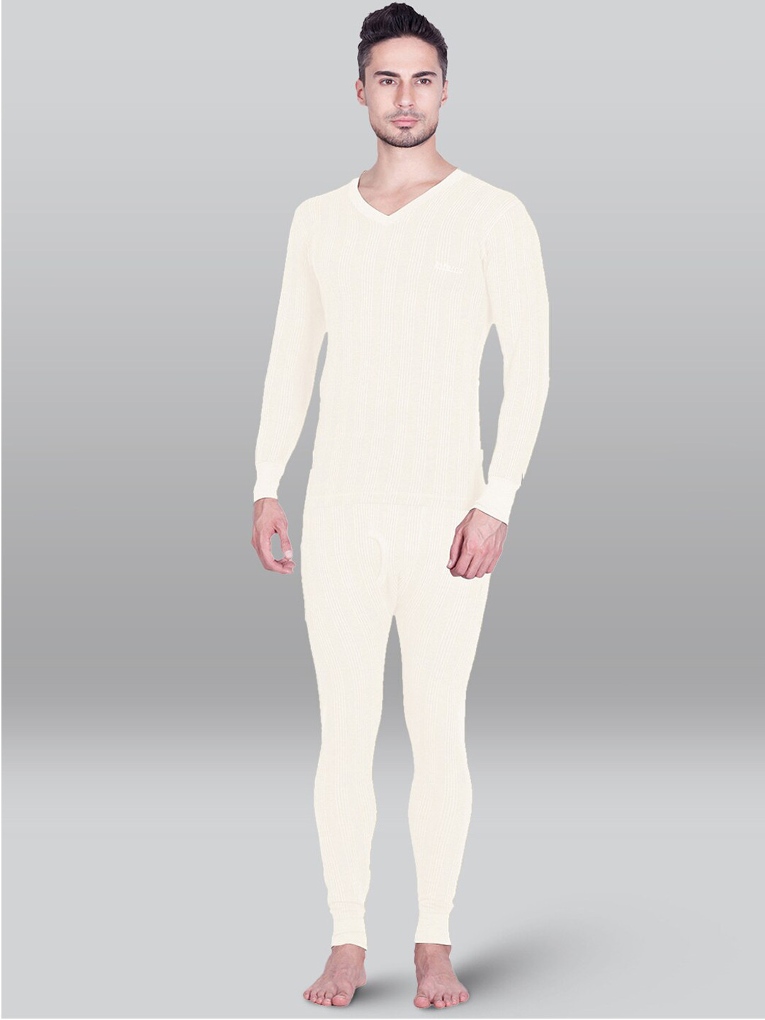 INFERNO Striped Cotton Thermal Set, White 
INFERNO Striped Cotton Thermal Set, White