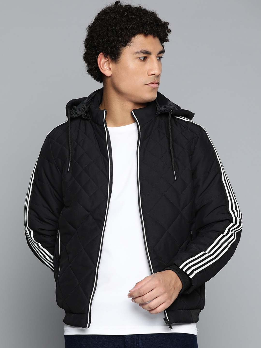 Fort Collins Men Solid Bomber Jacket, Black