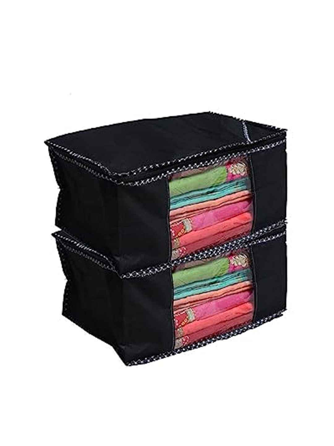 Fashion Bizz Black 2 Pieces Fabric Drawer Organiser