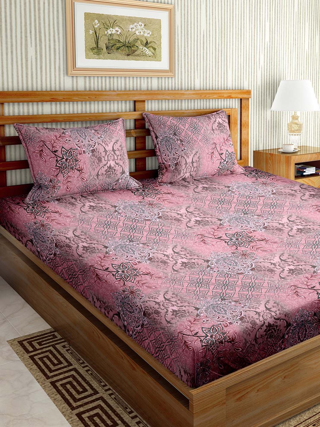 BELLA CASA Paris Collection Pink & Black Floral 180 TC King Bedsheet with 2 Pillow Covers
BELLA CASA Paris Collection Pink & Black Floral 180 TC King Bedsheet with 2 Pillow Covers