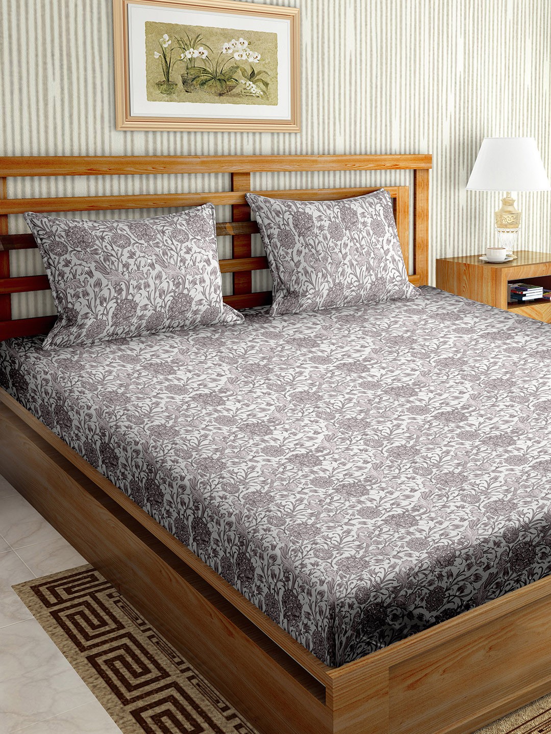 BELLA CASA Paris Collection Grey & White Floral 180 TC King Bedsheet with 2 Pillow Covers
BELLA CASA Paris Collection Grey & White Floral 180 TC King Bedsheet with 2 Pillow Covers