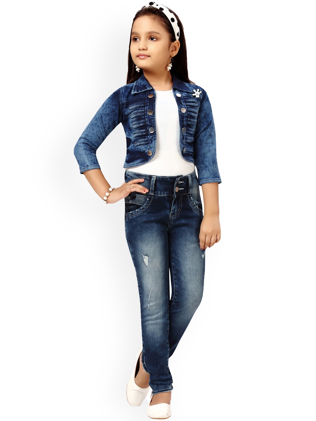 BAESD Girls Lightweight Crop Denim Jackets, Blue