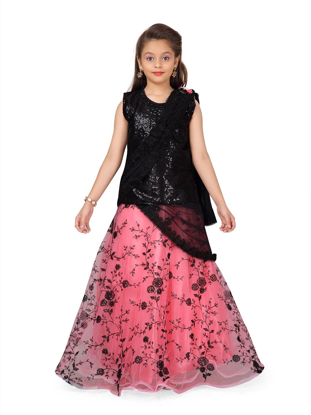 BAESD Girls Embellished Sequinned Net Ready to Wear Lehenga & Choli With Dupatta, Black
BAESD Girls Embellished Sequinned Net Ready to Wear Lehenga & Choli With Dupatta, Black