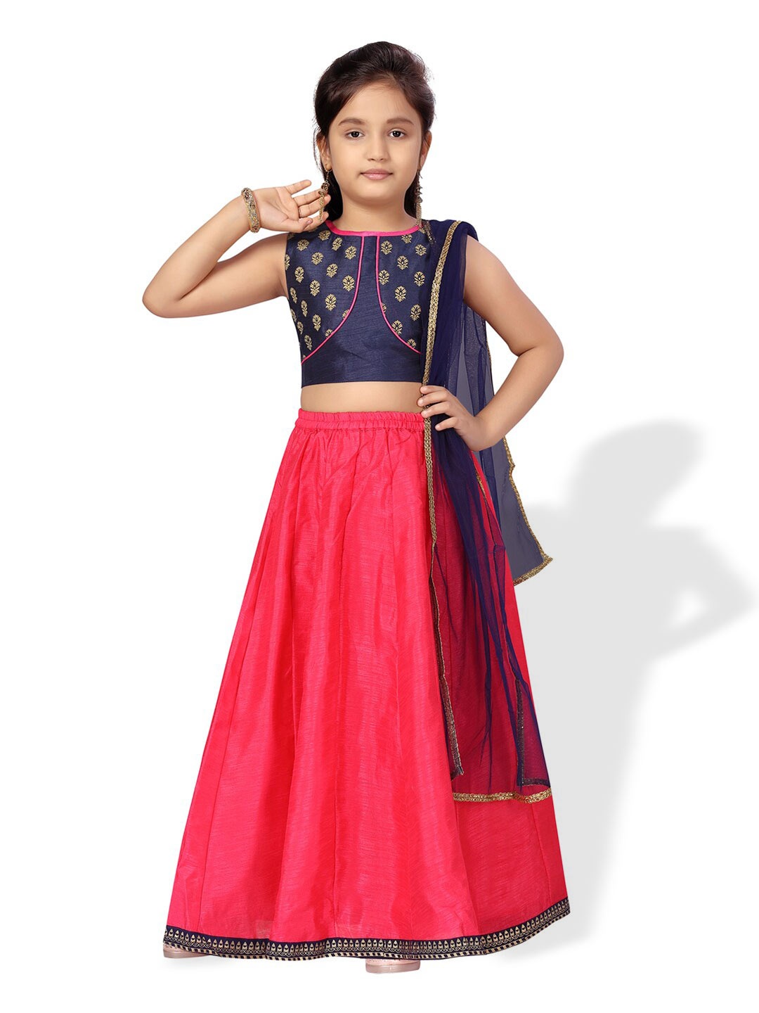BAESD Girls Zari Woven Design Ready To Wear Silk Lehenga & Blouse With Dupatta, Navy blue
BAESD Girls Zari Woven Design Ready To Wear Silk Lehenga & Blouse With Dupatta, Navy blue