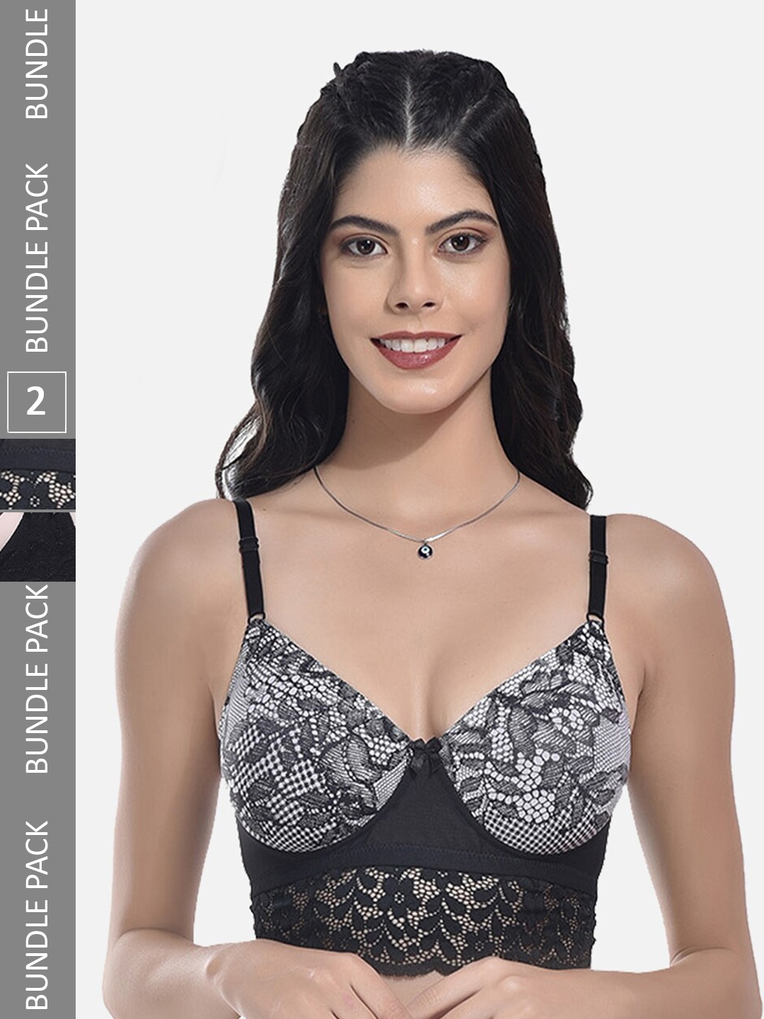 StyFun Pack Of 2 Printed Full Coverage Lightly Padded T-shirt Bra With All Day Comfort, Black
StyFun Pack Of 2 Printed Full Coverage Lightly Padded T-shirt Bra With All Day Comfort, Black