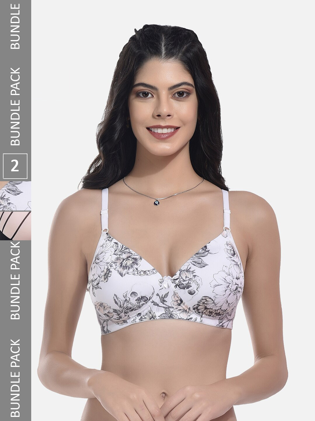 StyFun Pack Of 2 Printed Full Coverage Lightly Padded All Day Comfort Bra, White 
StyFun Pack Of 2 Printed Full Coverage Lightly Padded All Day Comfort Bra, White