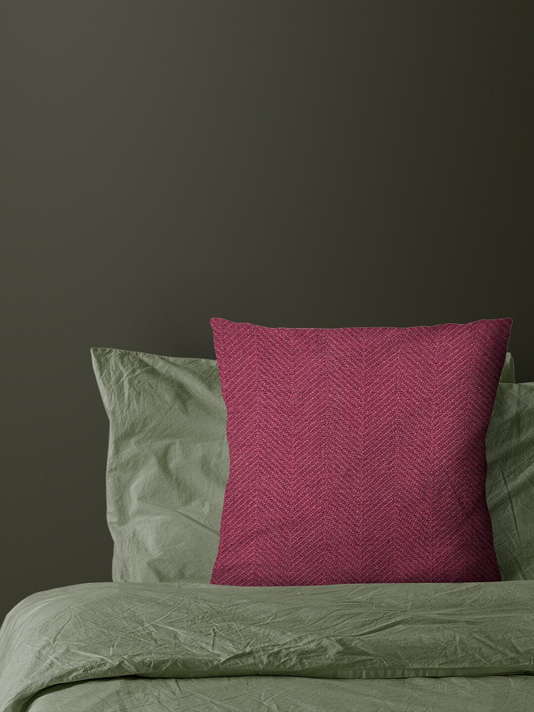 Just Home Maroon Cotton Square Cushion Cover