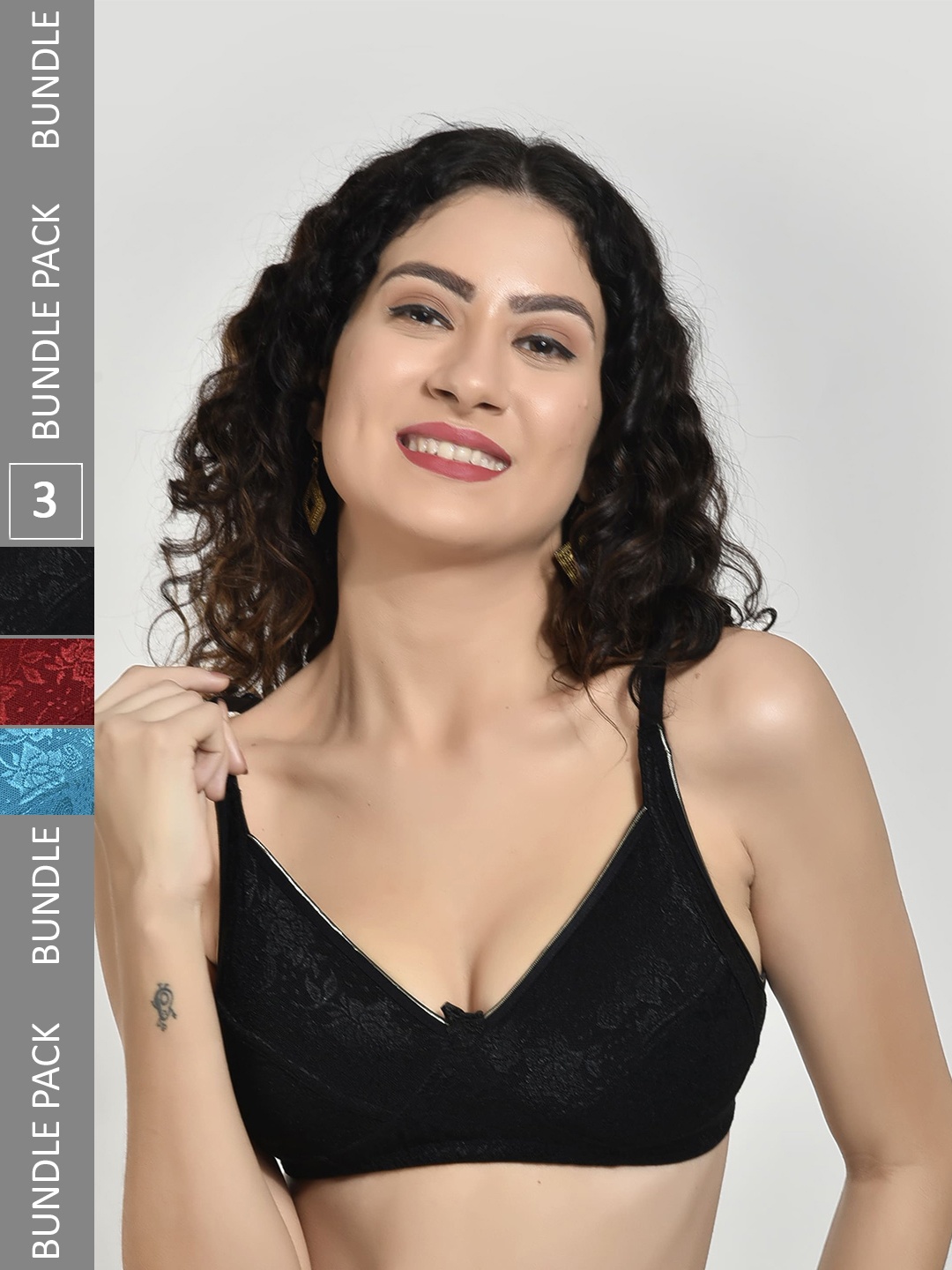 Innocence Pack Of 3 Floral Medium Coverage Lightly Padded Bra With All Day Comfort, Black
Innocence Pack Of 3 Floral Medium Coverage Lightly Padded Bra With All Day Comfort, Black