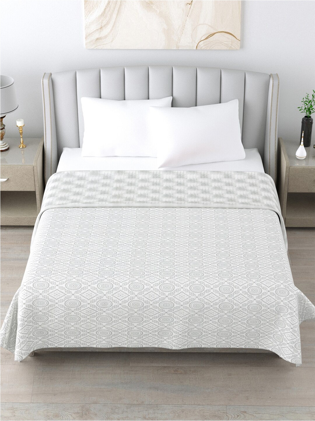Home Fresh Rosemary White & Grey Printed AC Room 210 GSM Pure Cotton Double Bed Dohar
Home Fresh Rosemary White & Grey Printed AC Room 210 GSM Pure Cotton Double Bed Dohar