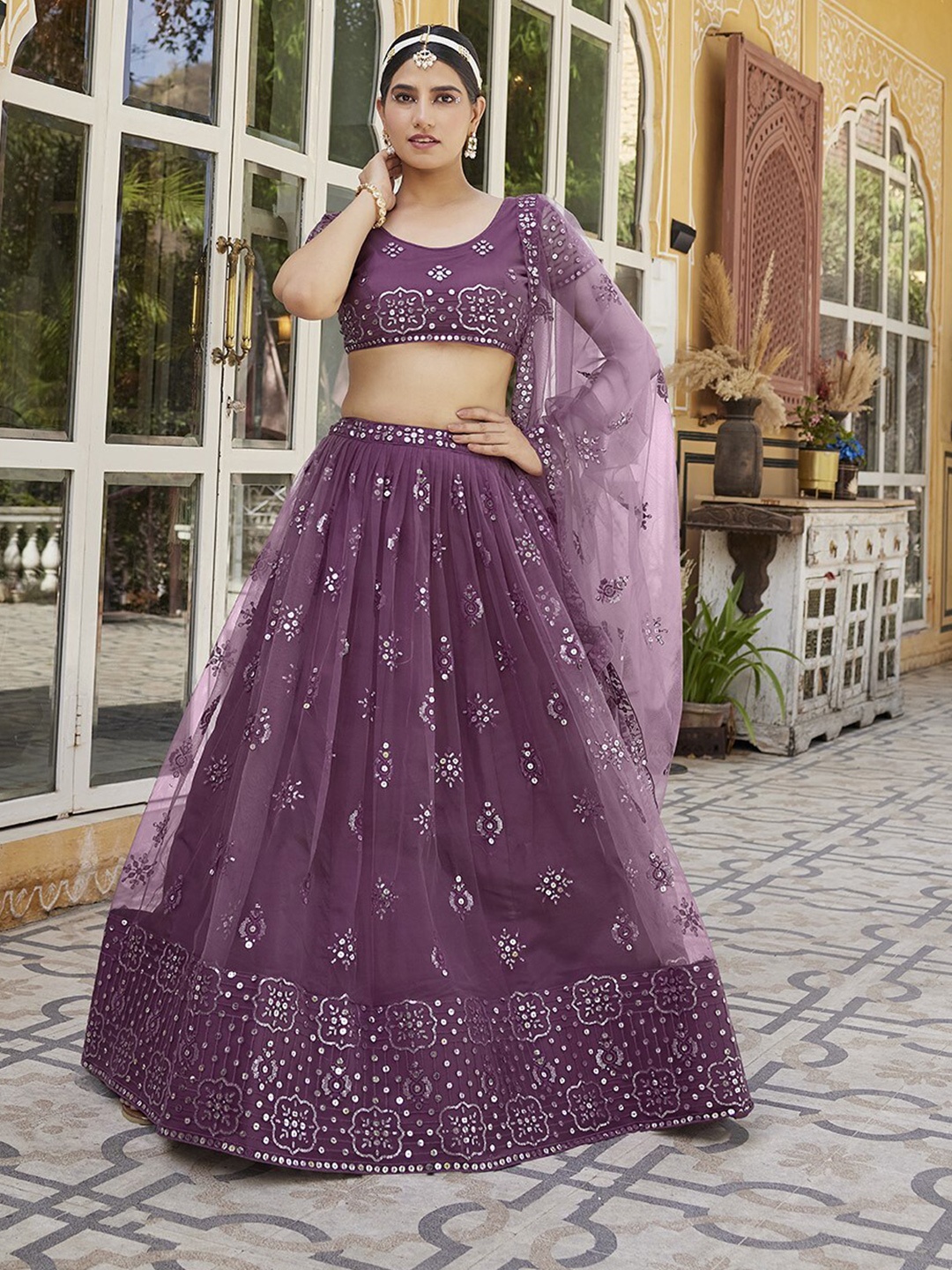 WHITE FIRE Embroidered Semi-Stitched Lehenga & Unstitched Blouse With Dupatta, Mauve
WHITE FIRE Embroidered Semi-Stitched Lehenga & Unstitched Blouse With Dupatta, Mauve