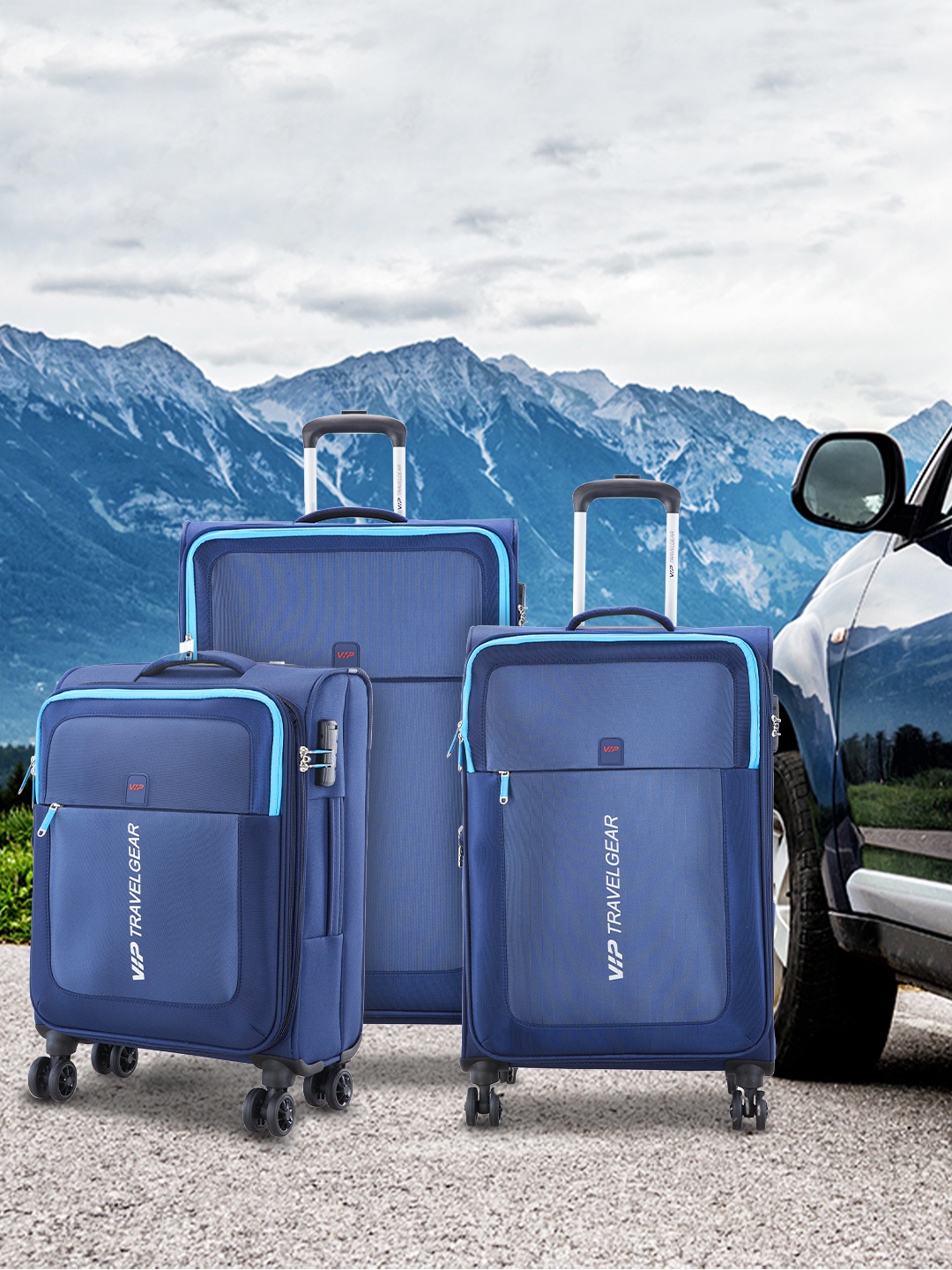 VIP Set of 3 SUPREMA Soft-Sided Printed Trolley Suitcases - Cabin, Medium and Large, Blue
VIP Set of 3 SUPREMA Soft-Sided Printed Trolley Suitcases - Cabin, Medium and Large, Blue