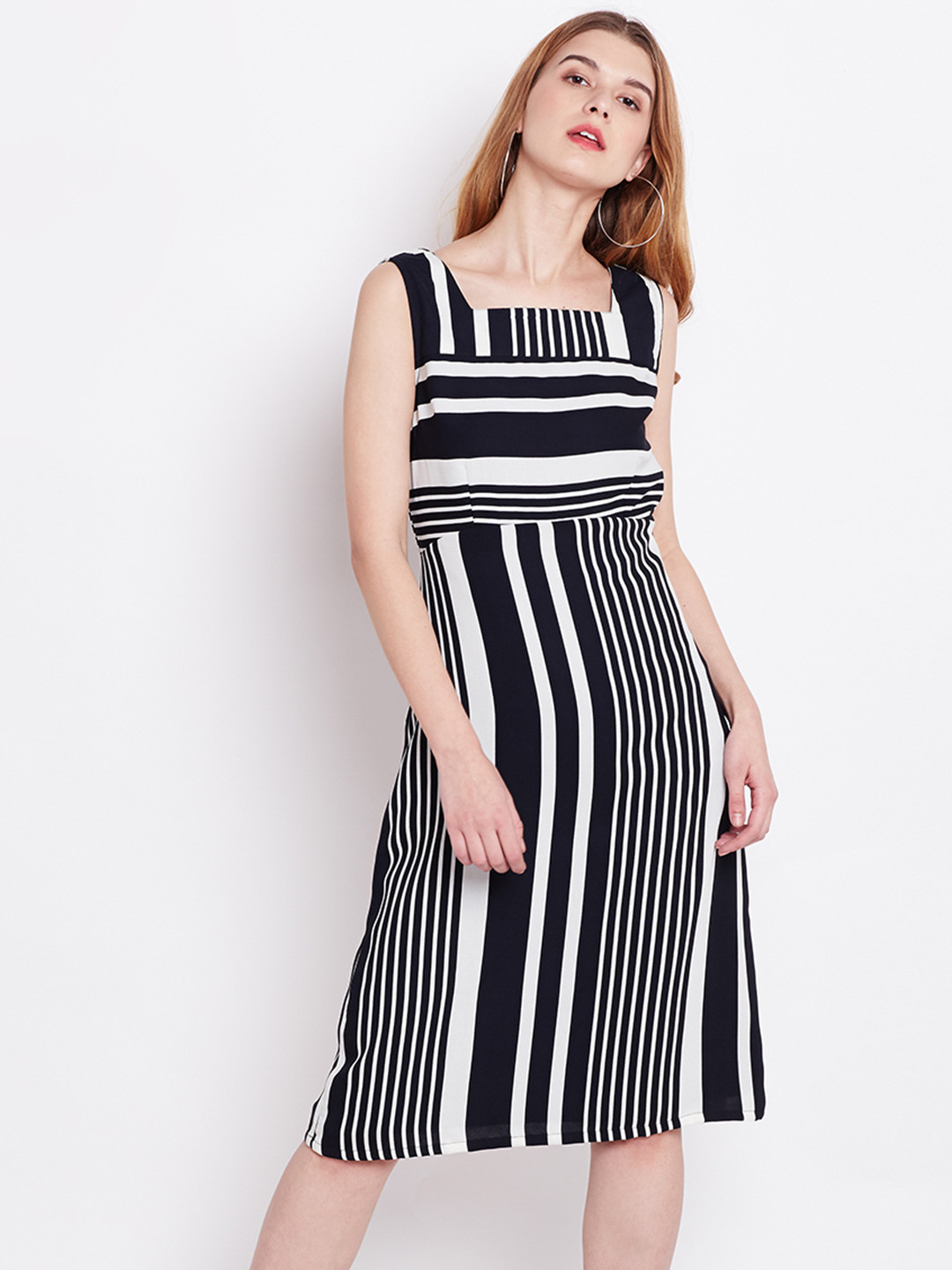 RARE Women Black Striped A-Line Dress
RARE Women Black Striped A-Line Dress