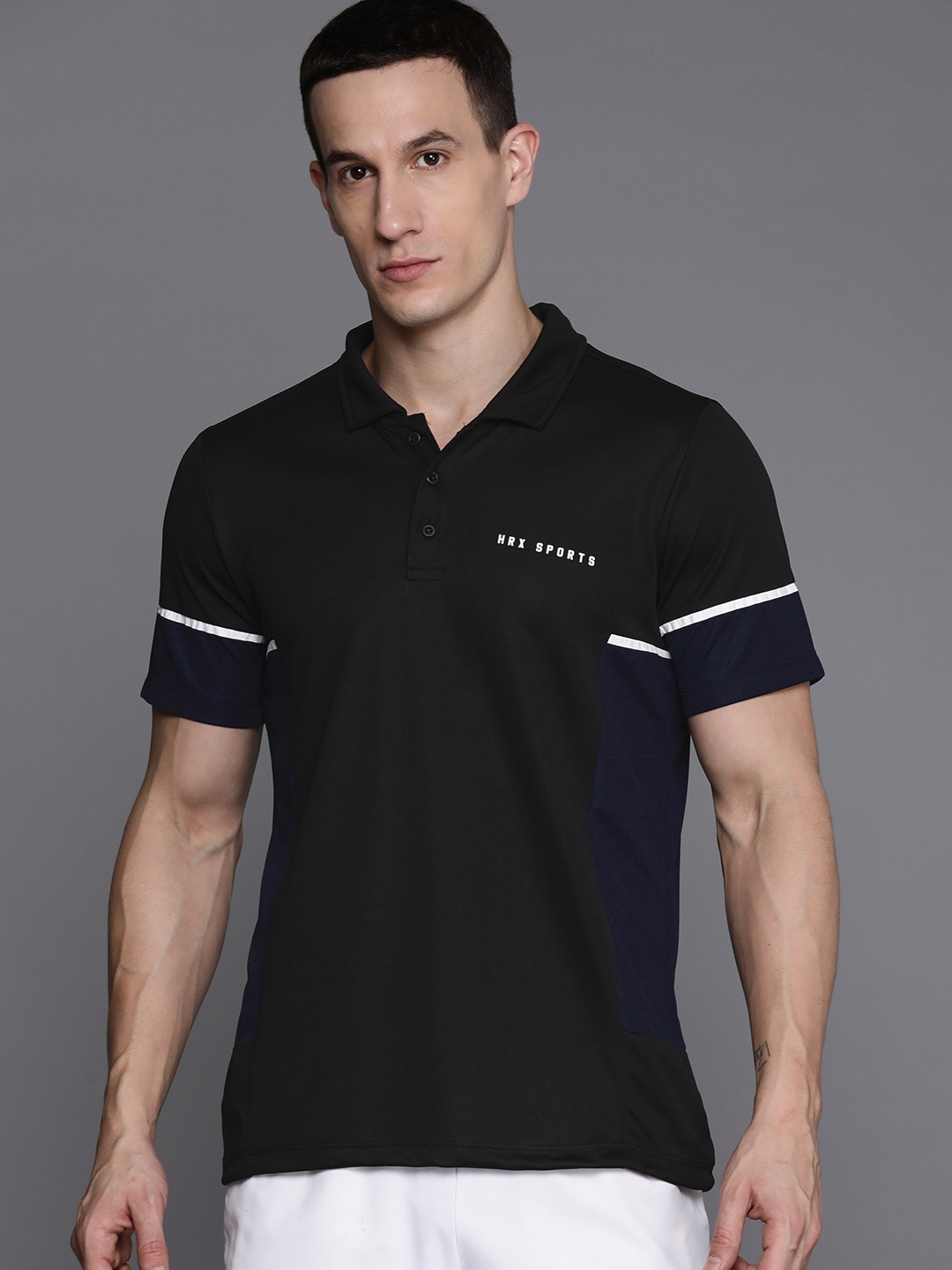 HRX by Hrithik Roshan Colourblocked Rapid-Dry Racket Sport Polo Collar T-shirt, Black
HRX by Hrithik Roshan Colourblocked Rapid-Dry Racket Sport Polo Collar T-shirt, Black