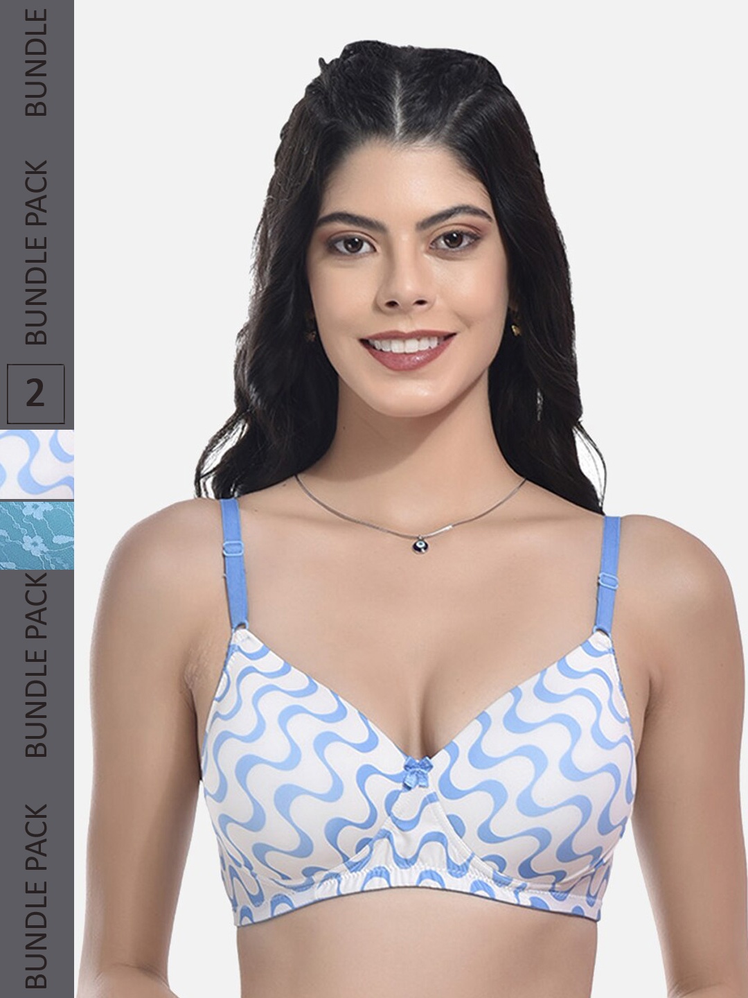 StyFun Pack Of 2 Full Coverage Printed Lightly Padded All Day Comfort Bras, Blue
StyFun Pack Of 2 Full Coverage Printed Lightly Padded All Day Comfort Bras, Blue