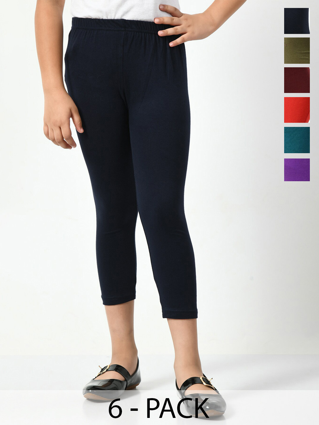 BAESD Girls Pack Of 6 Mid-Rise Regular Fit Capris, Purple 
BAESD Girls Pack Of 6 Mid-Rise Regular Fit Capris, Purple