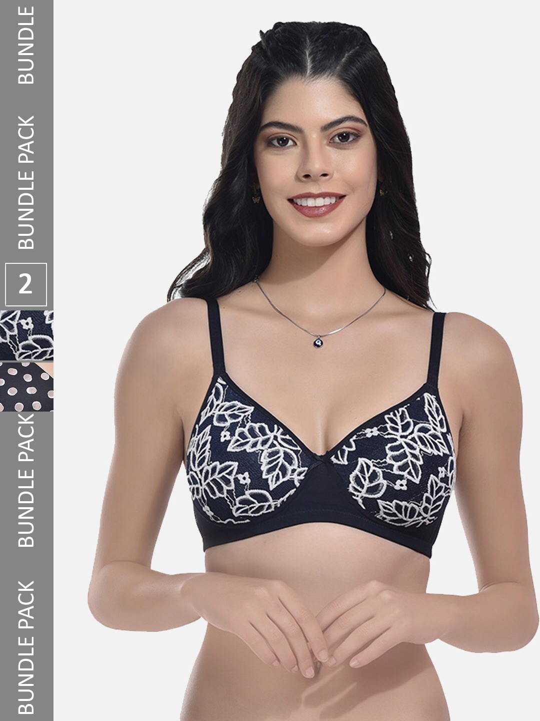 StyFun Pack Of 2 Full Coverage Self Design Lightly Padded All Day Comfort Bras, Navy blue
StyFun Pack Of 2 Full Coverage Self Design Lightly Padded All Day Comfort Bras, Navy blue